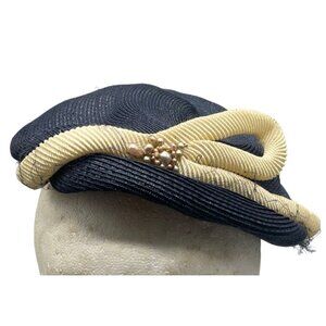 Vintage hat cap theater costume womens blue white Halloween one size READ
